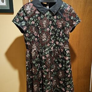 RW&CO. Black Floral Embroidered Mini Dress